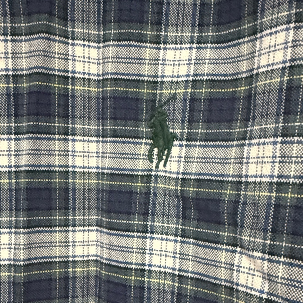 Polo by Ralph Lauren Blue Label Tartan Blue Green Custom Fit Mens Classic Shirt - Picture 3 of 5